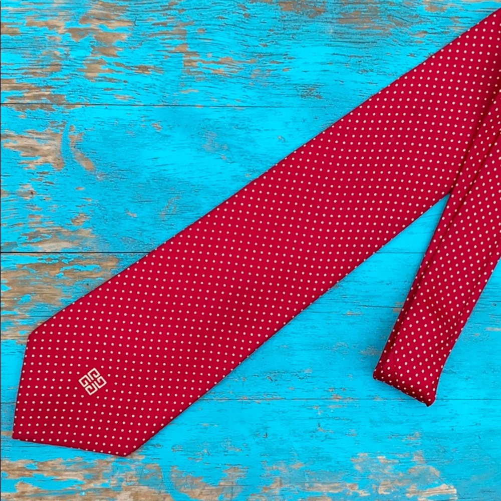 Authentic Givenchy Red Polka Dot Tie - image 1
